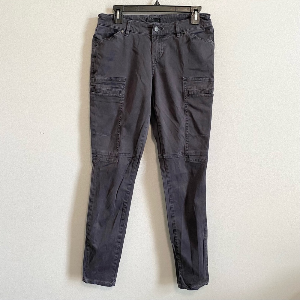 Prana Gray Mid Rise Cargo Zipper Flap Pocket Skinny Outdoor Hiking Pants Size 8